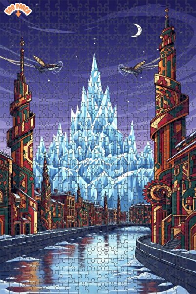 Teona Ahşap لغز خشبي بإطار مزدوج الطبقات من فن ستيمبانك لمدينة قلعة الجليد 50...