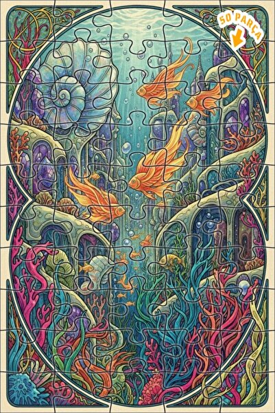 Teona Ahşap لغز فني بتصميم مدينة تحت البحر السحرية بمظهر اللوحات الزيتية 50 ق...