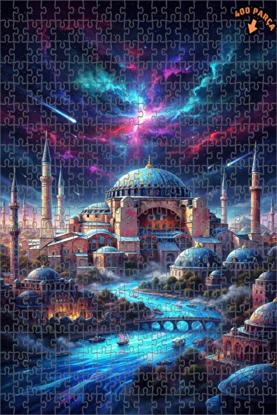 Teona Ahşap لغز خشبي مؤطر بطبقتين بمظهر لوحة زيتية من سلسلة أيا صوفيا جالاكسي...