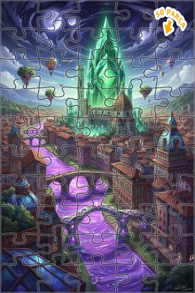 Teona Ahşap لغز خشبي بإطار مزدوج الطبقات بمظهر لوحة زيتية من كريستال سيتي تيل...