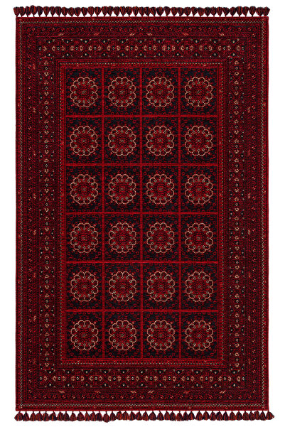 Eko Halı EKO BUHHARİİ Afgan desenli makine halısı, hav vermeyen kaymaz tabanlı