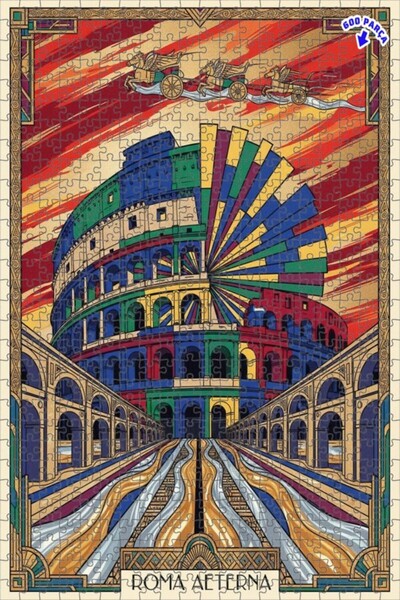 Teona Ahşap لغز خشبي بإطار من طابقين على طراز آرت ديكو من روما أيتيرنا 600 قط...