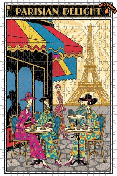 Teona Ahşap لغز خشبي بإطار مزدوج الطبقات بمظهر لوحة زيتية فنية لمقهى باريس 40...