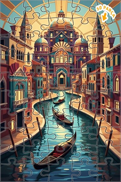 Teona Ahşap لغز خشبي مؤطر بطبقتين بمظهر لوحة زيتية لقنوات الأحلام في البندقية...