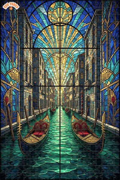 Teona Ahşap لغز خشبي مؤطر بطبقتين لفن الزجاج الملون لقنوات البندقية 500 قطعة ...