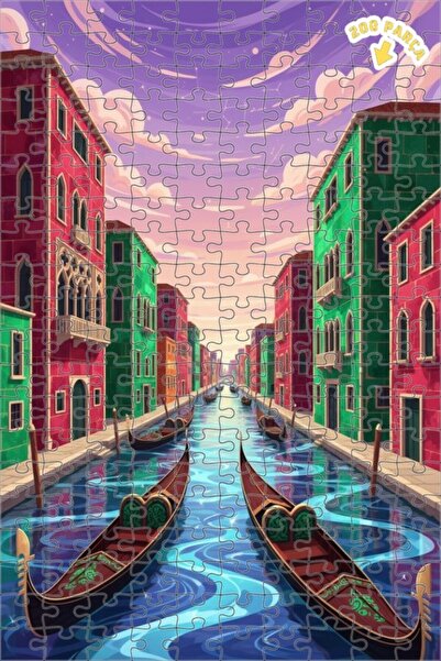 Teona Ahşap لغز خشبي مؤطر بطبقتين بتصميم فني رسمي لقنوات البندقية 200 قطعة 25x35