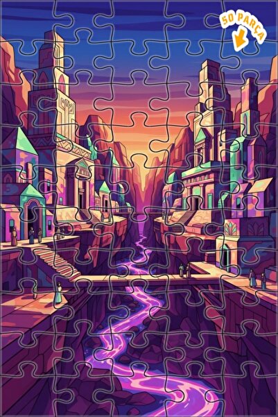 Teona Ahşap لغز خشبي بإطار مزدوج الطبقات من فانتاستيك فالي سيتي 50 قطعة 15x25