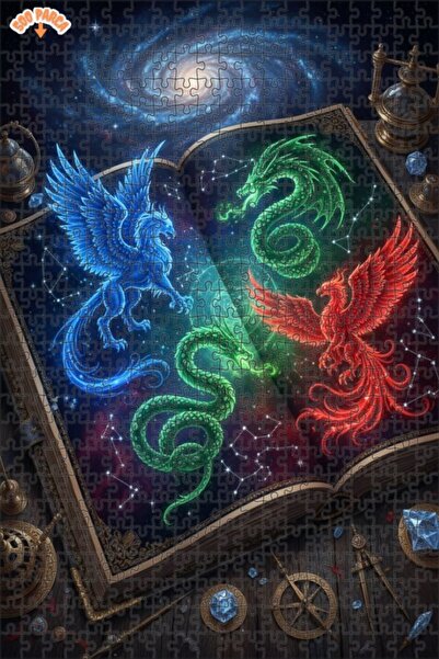 Teona Ahşap ألغاز الكون: لغز خشبي مزدوج الطبقات بإطار فني لأربعة مخلوقات، 500...