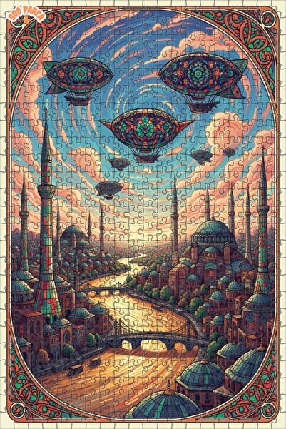 Teona Ahşap لغز خشبي على طراز ستيمبانك بمظهر الألوان المائية لإسطنبول 500 قطع...