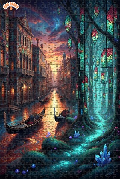 Teona Ahşap لغز خشبي مؤطر بطبقتين بتصميم قصص فينيسيا السحرية 500 قطعة 50x30