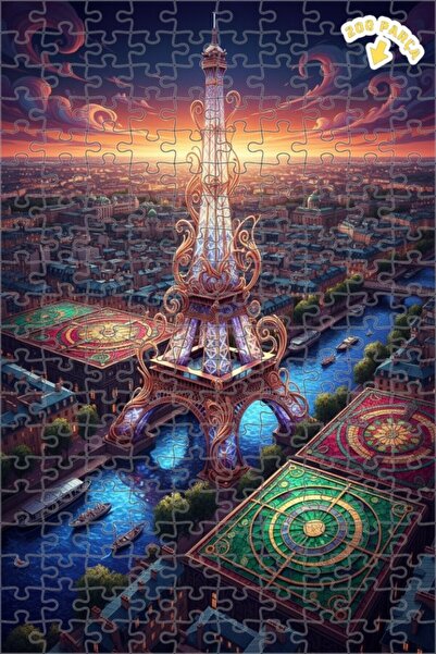 Teona Ahşap لغز خشبي مُركّز على مشهد مدينة باريس المرحة بتأثير اللوحات الزيتي...