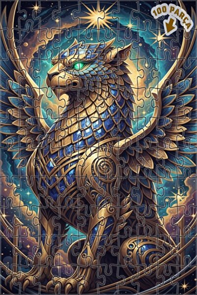 Teona Ahşap لغز خشبي مؤطر ذو طابقين من سيمول ديفيندز جريفون ميثولوجيال آرت، 1...