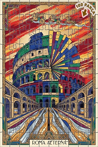 Teona Ahşap لغز خشبي بإطار من طابقين من روما أيتيرنا آرت ديكو 100 قطعة 25x25