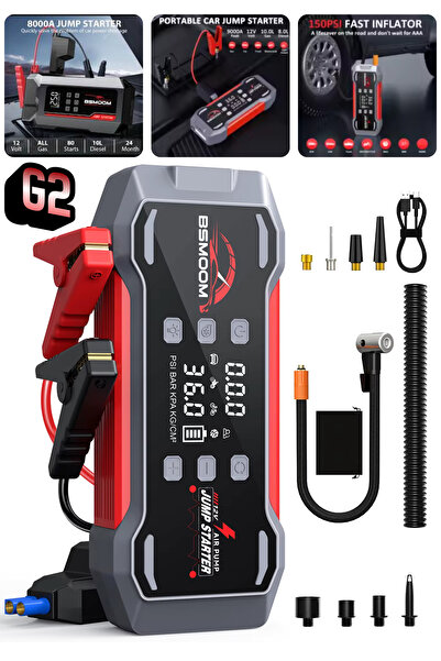 RETOOLS BSMOOM 9000A 6’sı 1 Arada Araç Akü Takviye Cihazı – Hava Kompresörü, ...