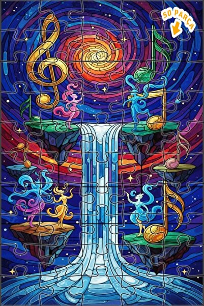 Teona Ahşap لغز خشبي بتصميم شلال موسيقي ورقصة زجاجية 50 قطعة 15×25