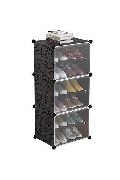 NewEvo Suport modular pentru încălțăminte, 3 module, 6 niveluri, uși transpar...