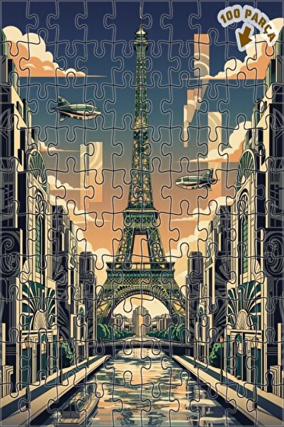 Teona Ahşap لغز خشبي مؤطر بطبقتين بتصميم برج إيفل في باريس على طراز الآرت ديك...