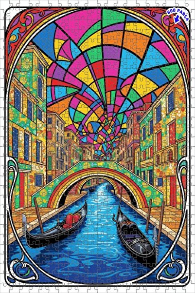 Teona Ahşap لغز خشبي مؤطر بطبقتين على شكل قنوات فينيسيا بمظهر فني موزايكي ملو...