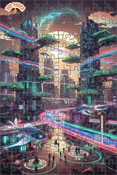 Teona Ahşap لغز خشبي بإطار من طابقين من نيون فيش سيتي 150 قطعة 20x30