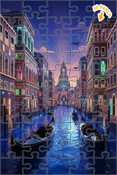 Teona Ahşap لغز خشبي بإطار مزدوج الطبقات من فينيسيا نيون لايت 50 قطعة 15x25