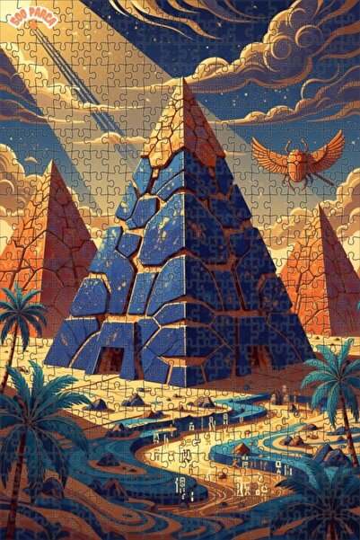 Teona Ahşap لغز خشبي مؤطر بطبقتين بتصميم فني يصور الأهرامات المصرية الغامضة ب...