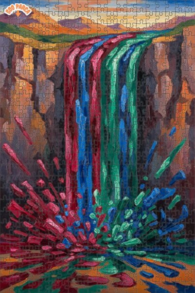 Teona Ahşap لغز خشبي بإطار مزدوج الطبقات بمظهر لوحة زيتية لشلال ملون، 500 قطع...