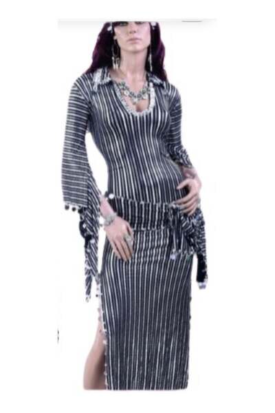 Dandasha Store جمبسوت نانسي سيلفر مع حزام خصر وعصابة شعر