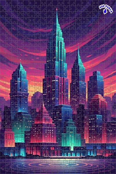 Teona Ahşap لغز خشبي بإطار ذو طابقين بمظهر لوحة زيتية لمنظر مدينة نيو نوار 60...