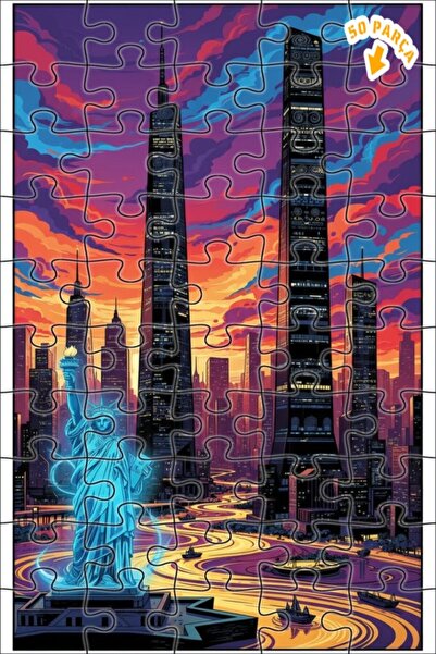 Teona Ahşap تمثال الحرية نيو-نوار فن مزدوج الطبقات بإطار خشبي 50 قطعة 15×25