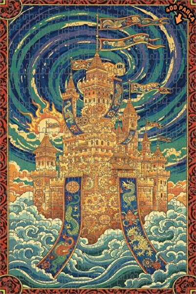 Teona Ahşap لغز خشبي على شكل قلعة التنين الميكانيكية، مزين برسومات زيتية، ذو ...