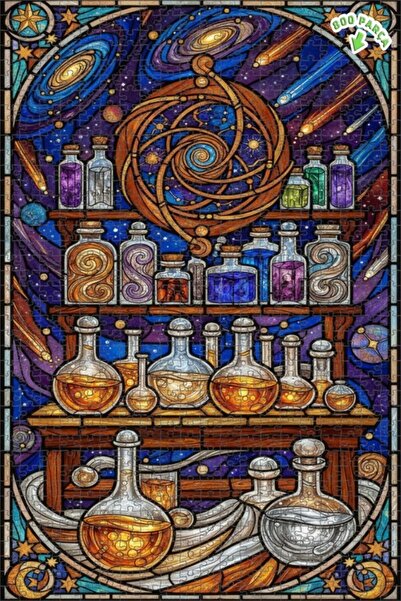 Teona Ahşap ألغاز خشبية مؤطرة بطبقتين بتصميم فن الزجاج الملون الكوني من سلسلة...