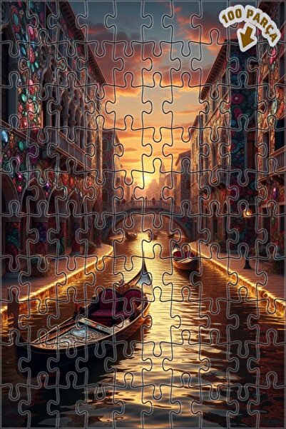 Teona Ahşap لغز خشبي مؤطر بطبقتين بمظهر لوحة زيتية خيالية لقنوات البندقية 100...