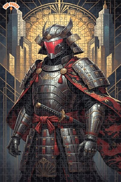 Teona Ahşap لوحة فنية خشبية مؤطرة على شكل فارس الساموراي بأسلوب الآرت ديكو، م...