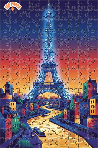 Teona Ahşap برج إيفل في باريس، منظر مائي، فن حديث، لغز خشبي بإطار مزدوج الطبق...