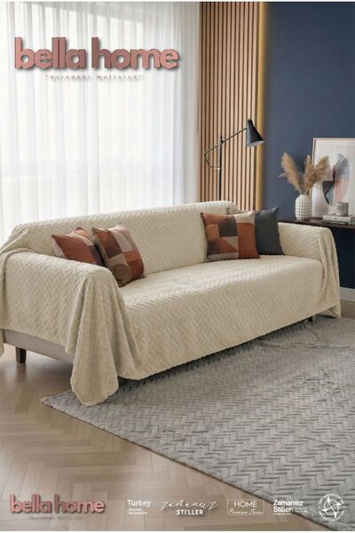 Bella Home Wellsoft Süngerli Koltuk Örtüsü – Yumuşak Dokulu, Kaymaz Taban - Bej