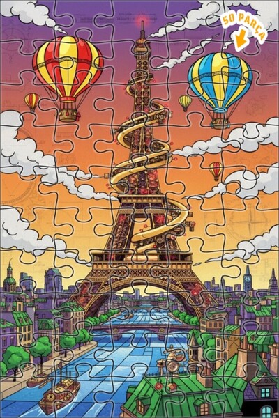 Teona Ahşap لغز خشبي مؤطر بطبقتين من مغامرة باريس السحرية 50 قطعة 15x25