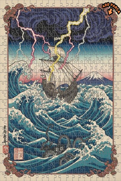 Teona Ahşap لغز خشبي بإطار مزدوج الطبقات بتصميم هجوم الكراكن في الأمواج العمل...