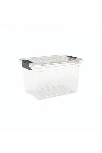 Dünya 8L Plastic Storage Box, Transparent, With Lockable Lid, 305X210X190 mm