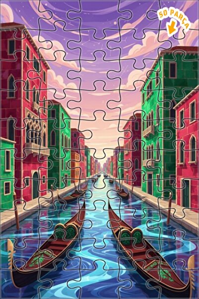 Teona Ahşap لغز خشبي مؤطر بطبقتين بتصميم فني رسمية لقنوات البندقية 50 قطعة 15x25