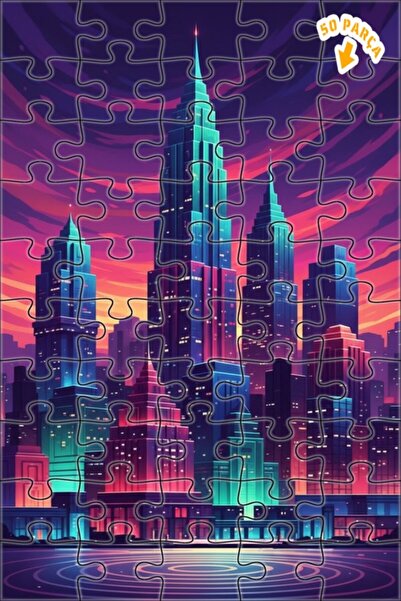 Teona Ahşap لغز خشبي بإطار ذو طابقين بمظهر لوحة زيتية لمنظر مدينة نيو نوار 50...