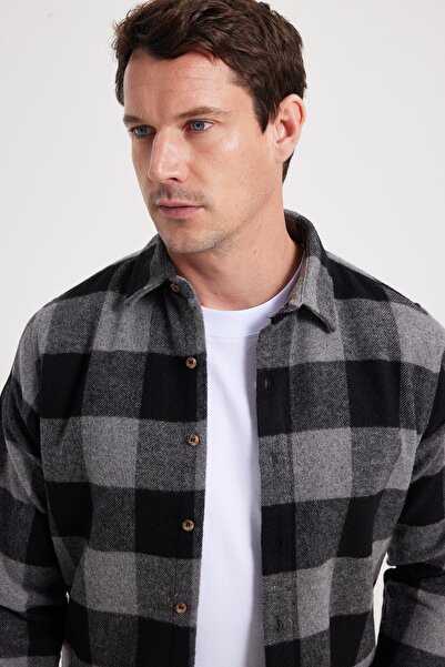 Tudors Men's Slim Fit slim fit checkered winter lumberjack shirt