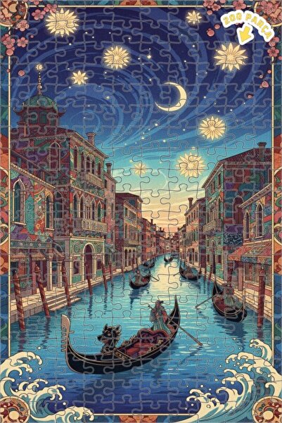 Teona Ahşap لغز خشبي بمظهر لوحة زيتية لليالي البندقية 200 قطعة 25×35