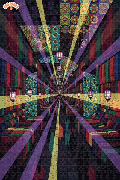 Teona Ahşap لغز خشبي بإطار مزدوج الطبقات بمظهر فني رقمي لمنظر شارع ملون 500 ق...