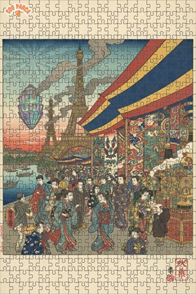 Teona Ahşap لغز خشبي مؤطر بطبقتين لبرج باريس السحابي والأشخاص 500 قطعة 50×30