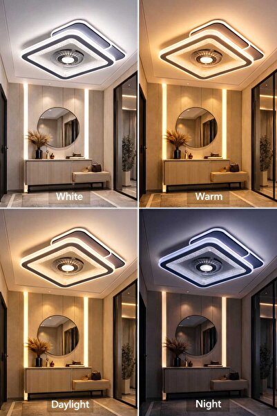 AURA LIGHTING Modern Plafonyer Beyaz Tavana Sıfır 4 Renk Modlu Kumandalı Salo...
