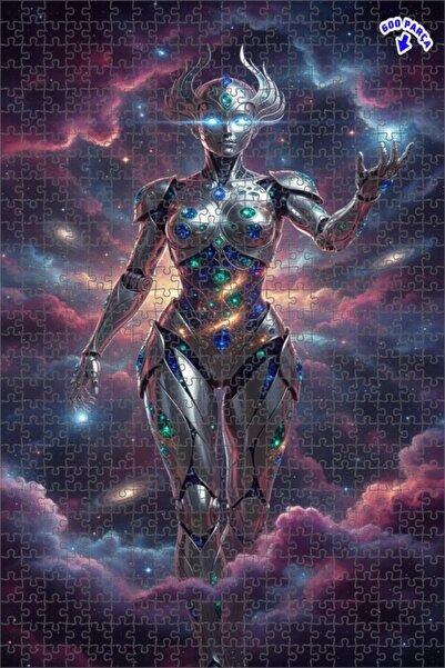 Teona Ahşap لغز خشبي بإطار مزدوج الطبقات بمظهر فني رقمي للمرأة المحاربة الفضا...