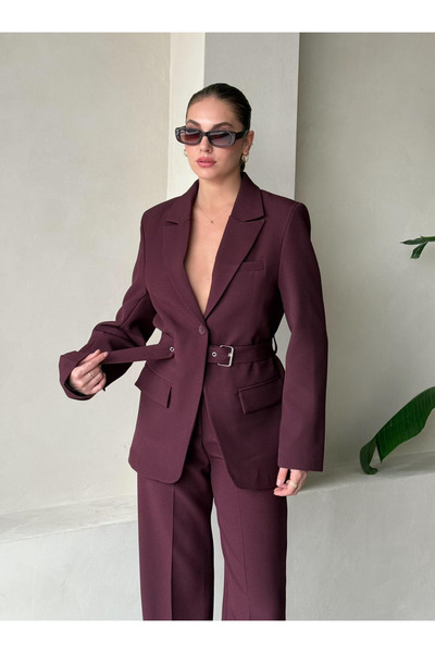 My Blog Plum Belted Jacket - 9367