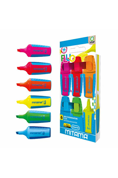 Mitama set mini evidențiator, culori fluo, 6 bucăți