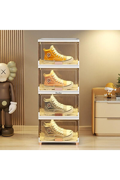 OEM Set of 4 shoe organizer and storage boxes, Dasbo®, modern foldable and tr...