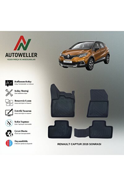 AutoWeller Renault Captur 2019 Sonrası Havuzlu 3D TPE Oto Paspas Takımı